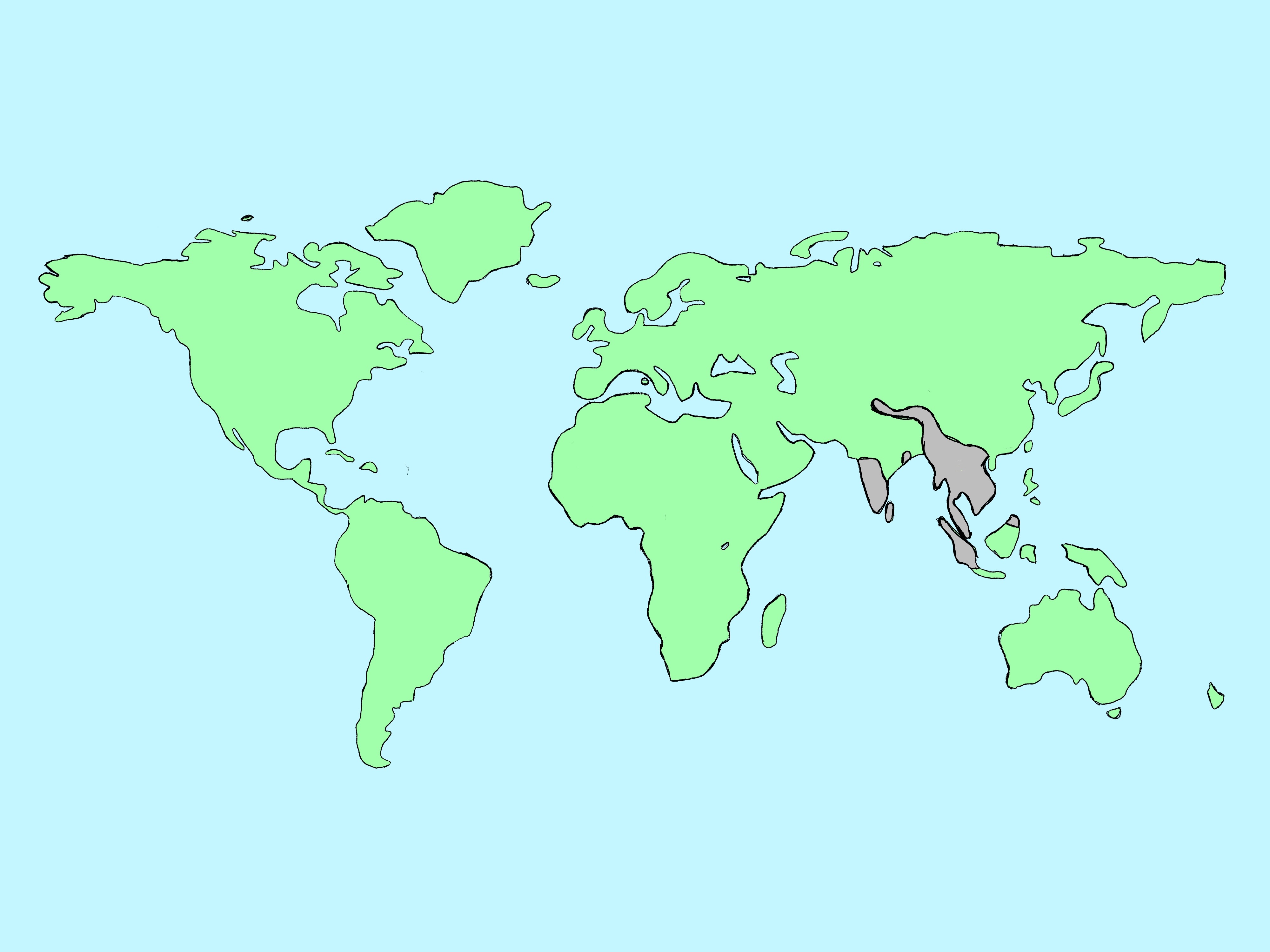 Asian Elephant - map of where they live