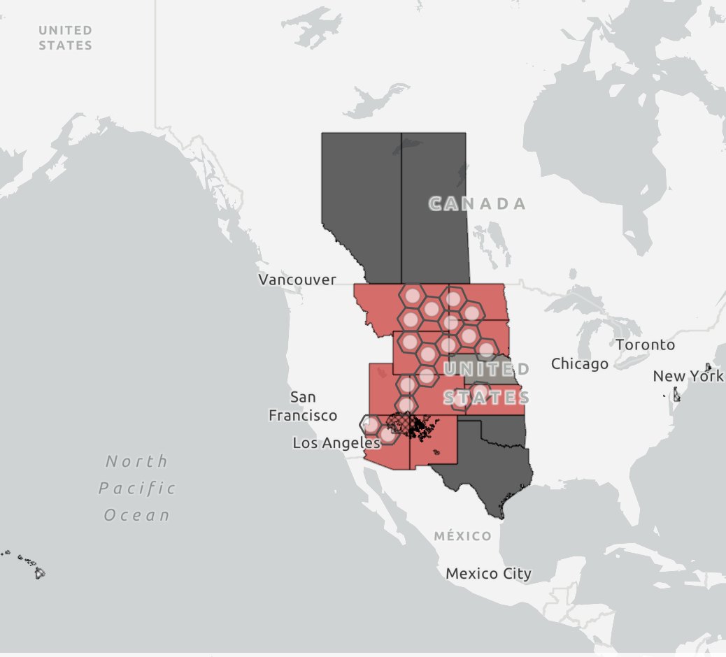 Black-Footed Ferret - map of where they live